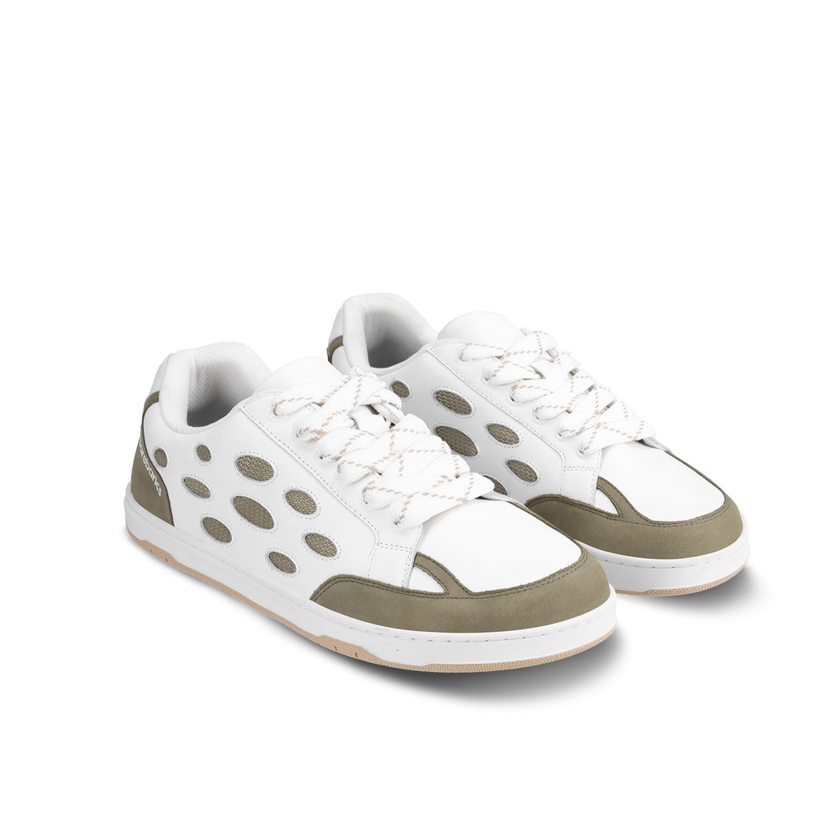 Barefoot Sneakers Barebarics Fusion - White & Army Brown 3  - OzBarefoot