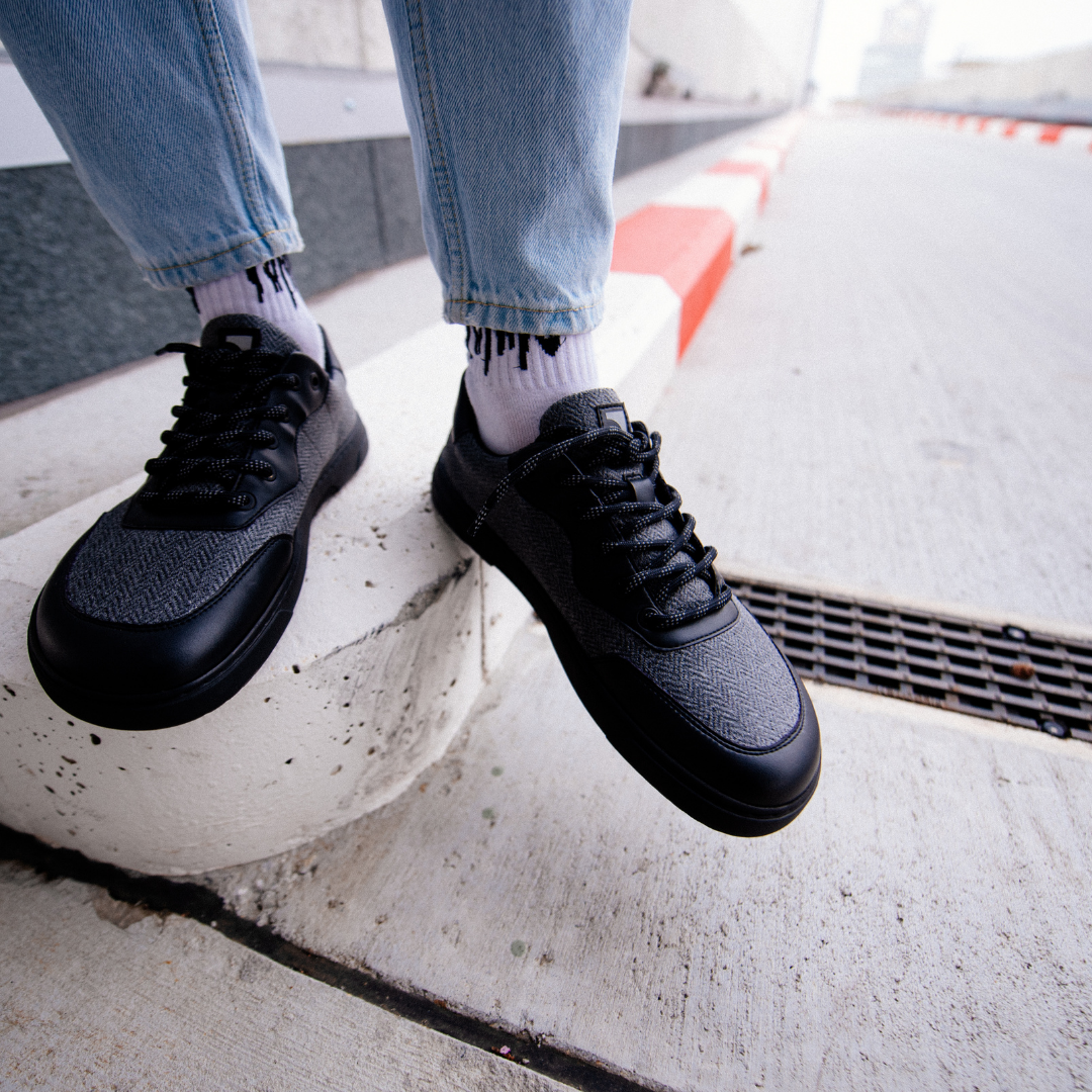 Barefoot Sneakers Barebarics - Kudos - Black & Grey 7 OzBarefoot Australia