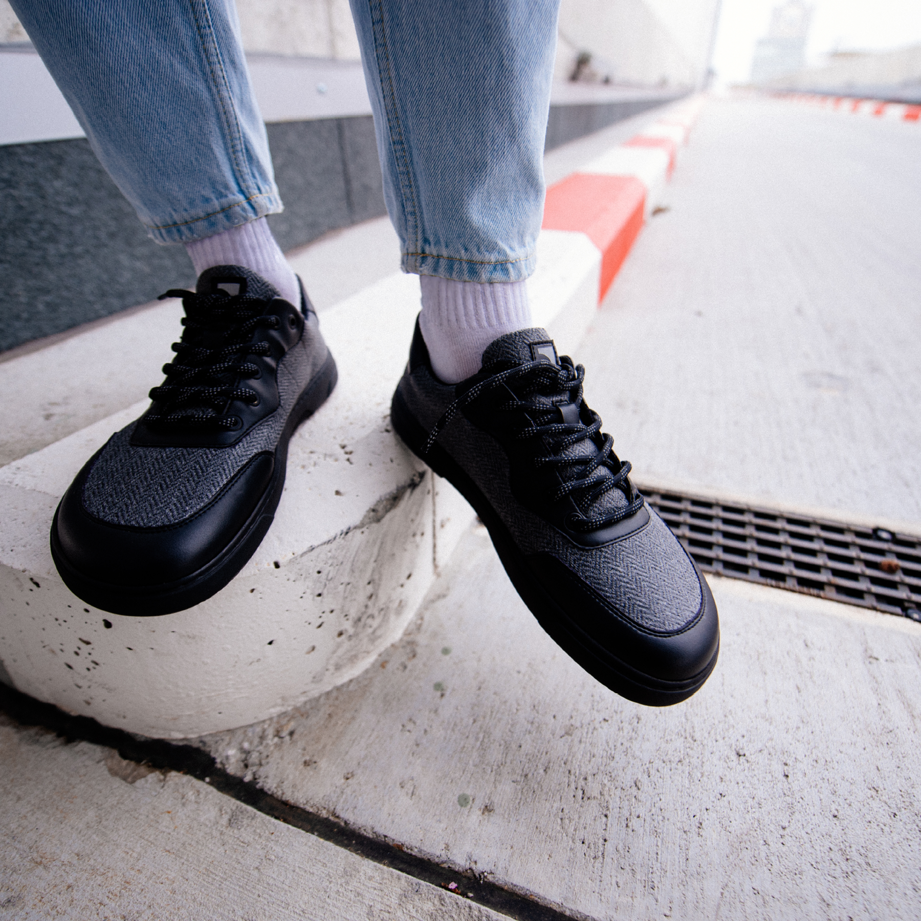 Barefoot Sneakers Barebarics - Kudos - Black & Grey 8 OzBarefoot Australia