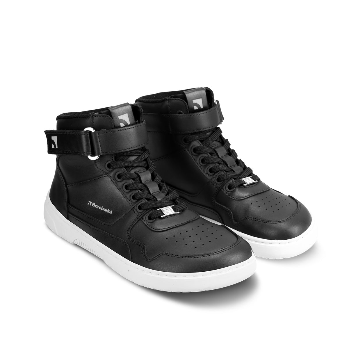 Barefoot Sneakers Barebarics Zing - High Top - Black & White - Leather 3  - OzBarefoot