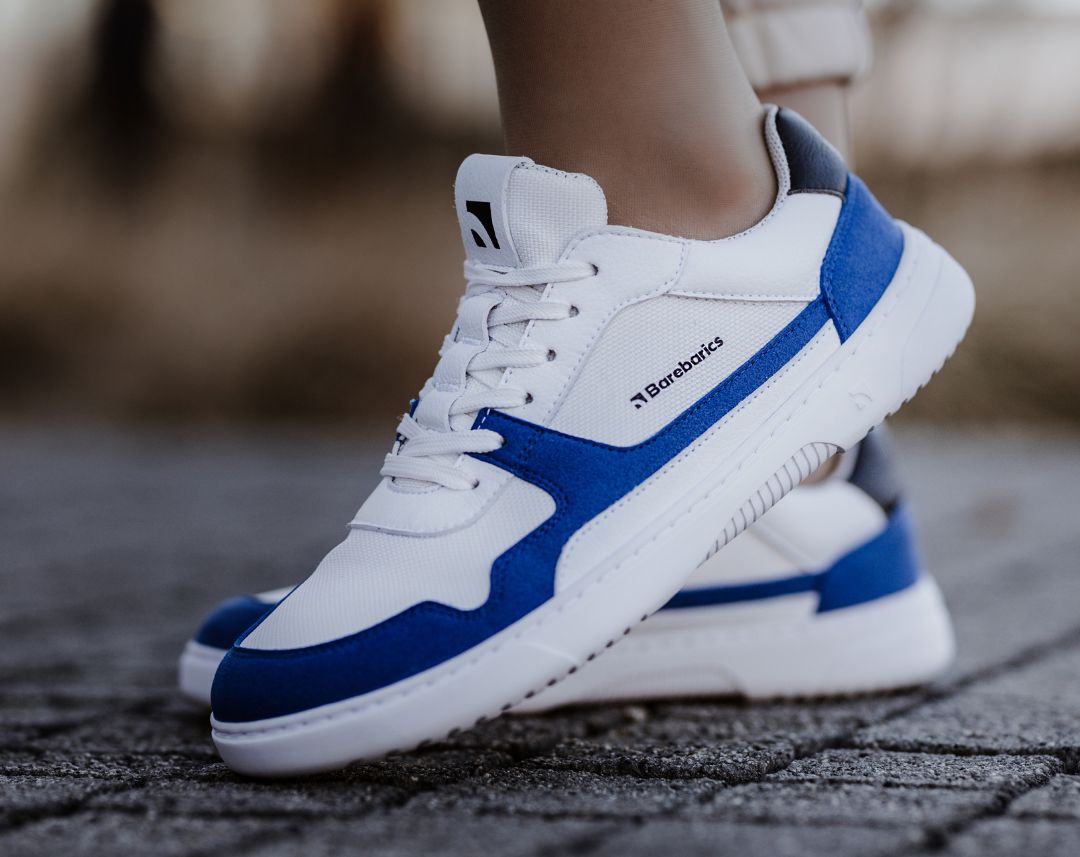 Barefoot Sneakers Barebarics - Zing - White & Blue 2 OzBarefoot Australia
