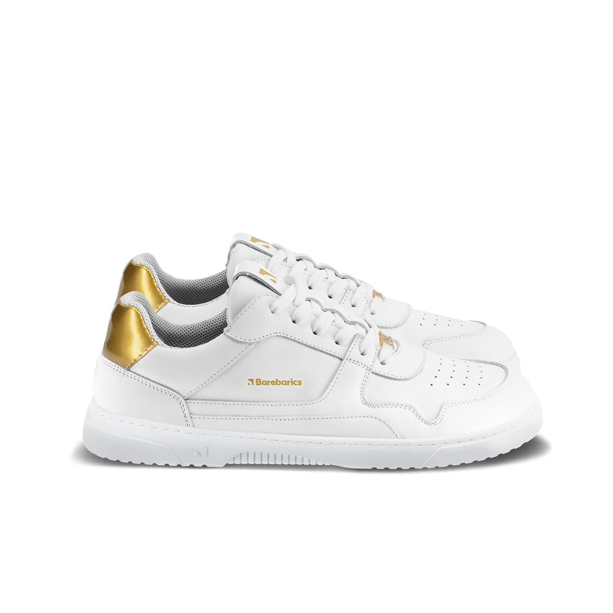 Barefoot Sneakers Barebarics Zing - White & Gold - Leather 6  - OzBarefoot