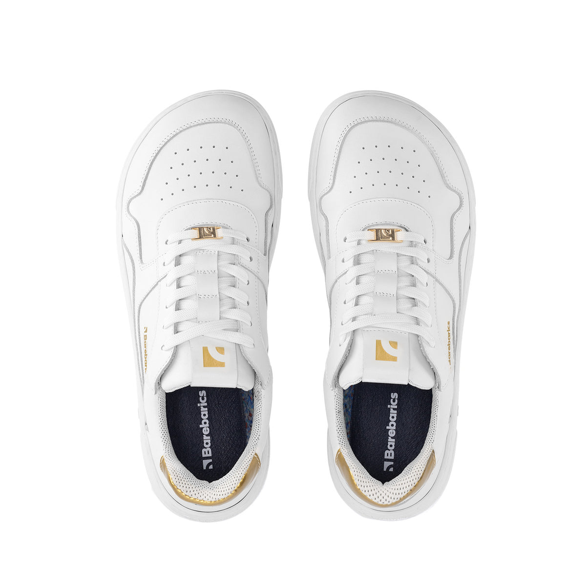 Barefoot Sneakers Barebarics Zing - White & Gold - Leather 9  - OzBarefoot