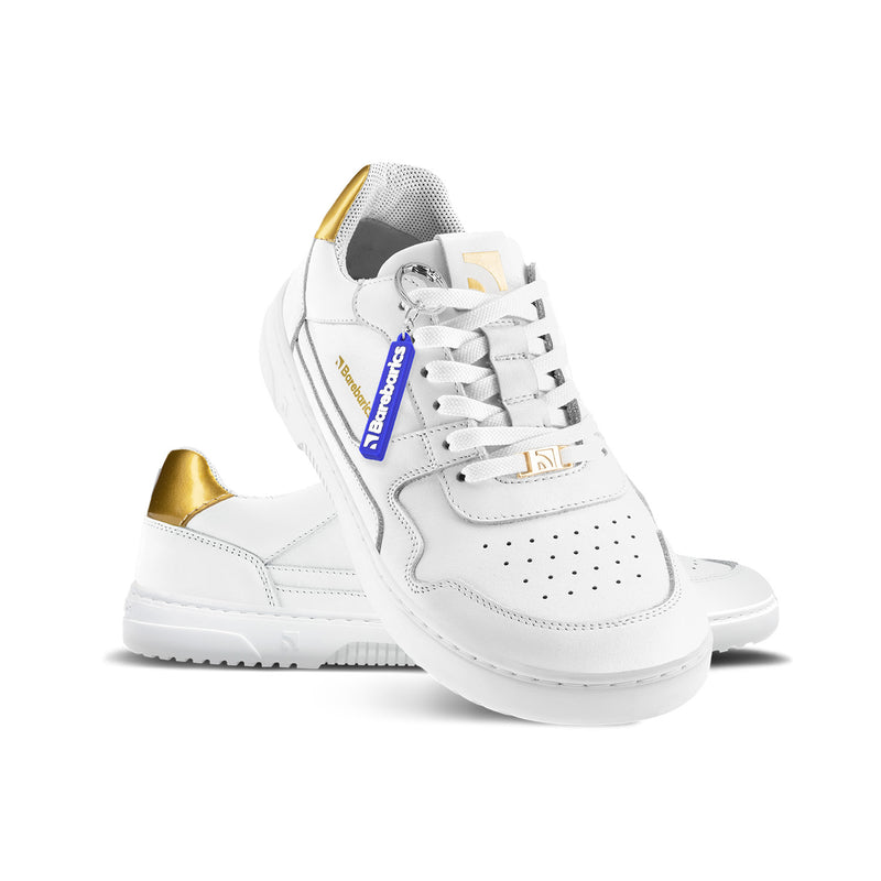 Barefoot Sneakers Barebarics Zing - White & Gold - Leather 4  - OzBarefoot
