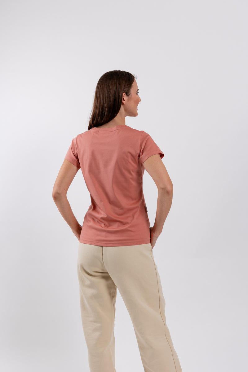 Women's Round Neck t-shirt Be Lenka Essentials - Salmon Pink 2 OzBarefoot Australia