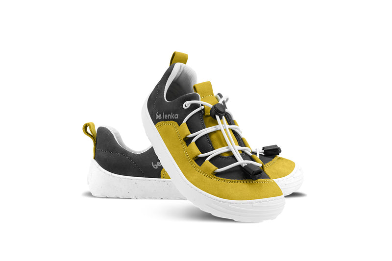 Kids barefoot sneakers Be Lenka Xplorer - Yellow & Olive Black 2  - OzBarefoot