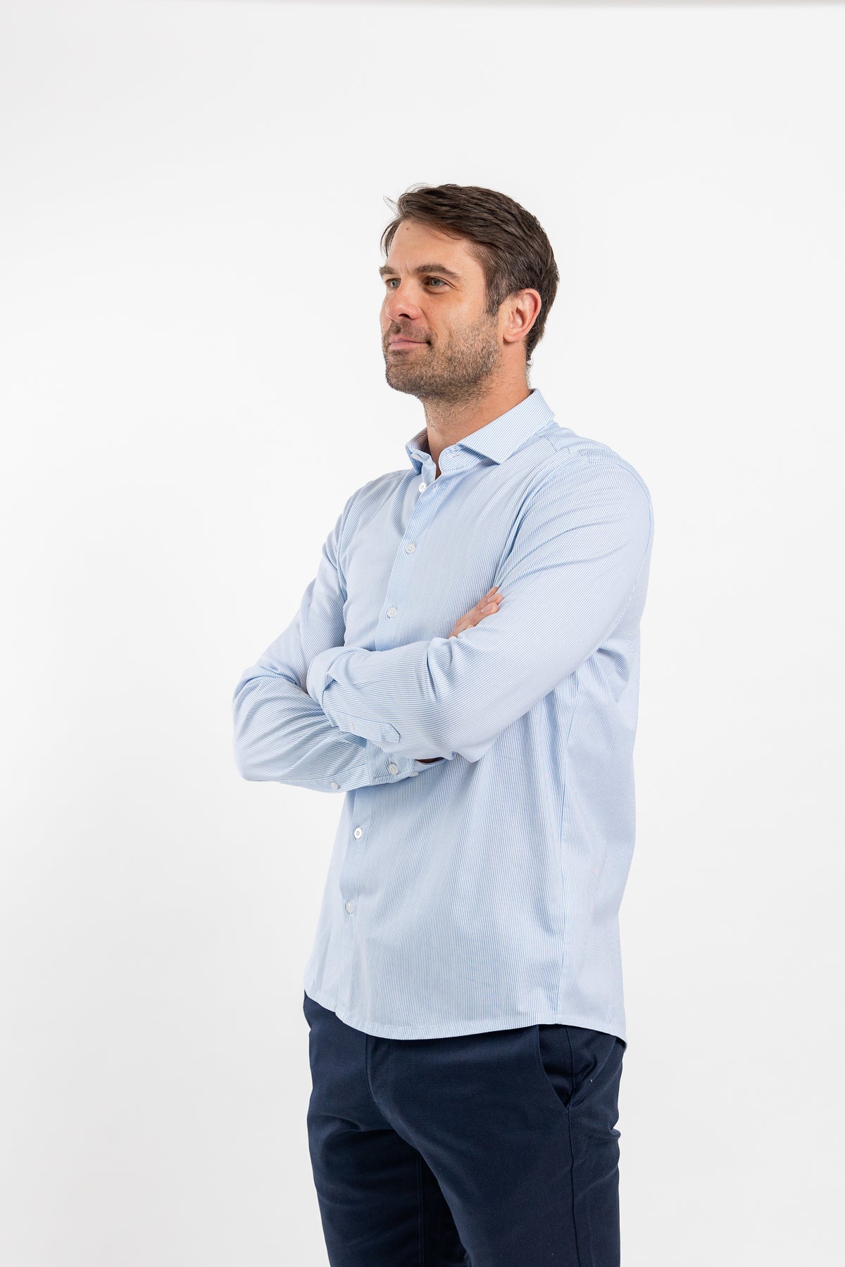 Men’s Shirt Slim Be Lenka Essentials - Blue and White 1 OzBarefoot Australia